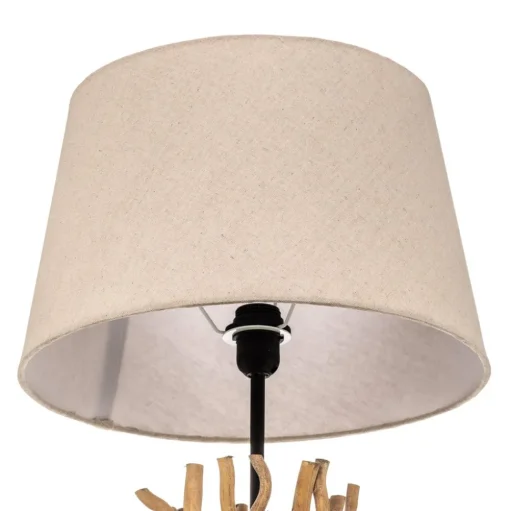 Vloerlamp Agar met stoffen kap en houten element