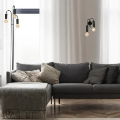 Vloerlamp Aidan, 3-lamps, zwart