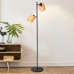 Vloerlamp bamboe, 2-lamps