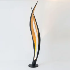 Vloerlamp Barbone, bruin-zwart, goud
