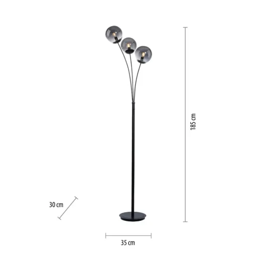 Vloerlamp Big Widow met drie glazen kappen