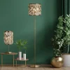 Vloerlamp Bijou, messing, kristalglas