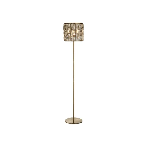 Vloerlamp Bijou, messing, kristalglas