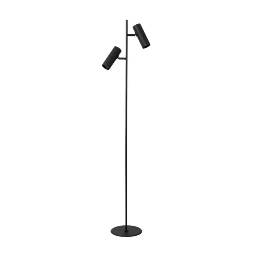 Vloerlamp Clubs, kop draai- en zwenkbaar, zwart
