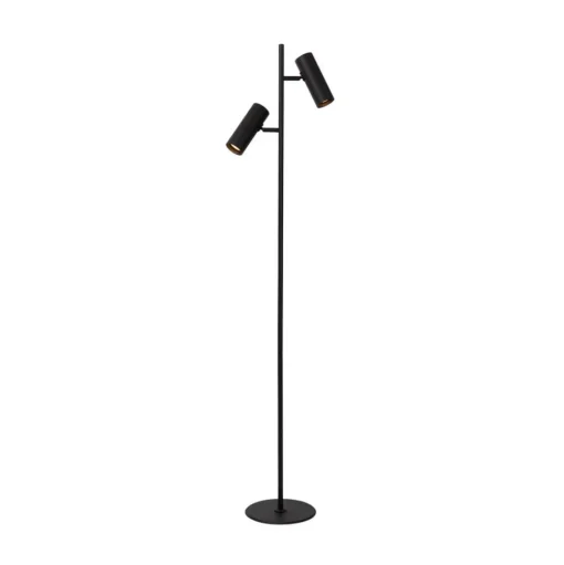 Vloerlamp Clubs, kop draai- en zwenkbaar, zwart