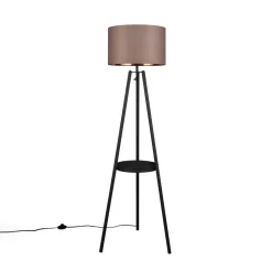 Vloerlamp Colette driebeenvoet, zwart/taupe