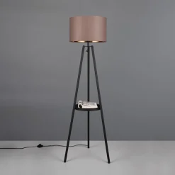 Vloerlamp Colette driebeenvoet, zwart/taupe