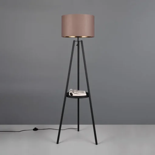 Vloerlamp Colette driebeenvoet, zwart/taupe