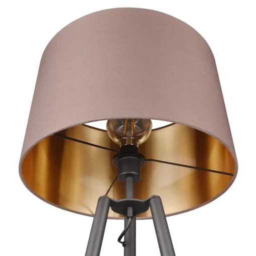 Vloerlamp Colette driebeenvoet, zwart/taupe