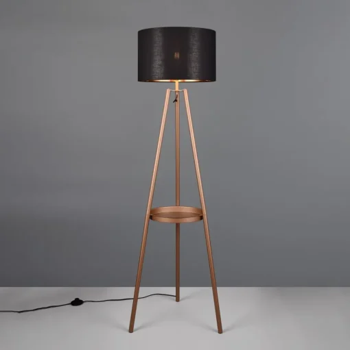 Vloerlamp Colette driebeenvoet, coffee/zwart