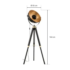 Vloerlamp Covaleda med driepootsframe zwart/goud