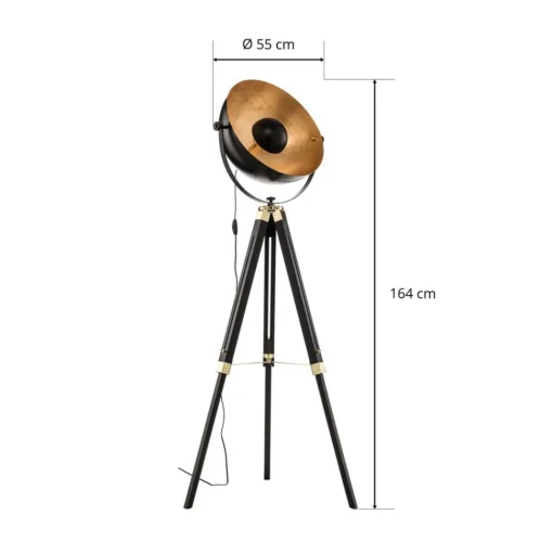 Vloerlamp Covaleda med driepootsframe zwart/goud
