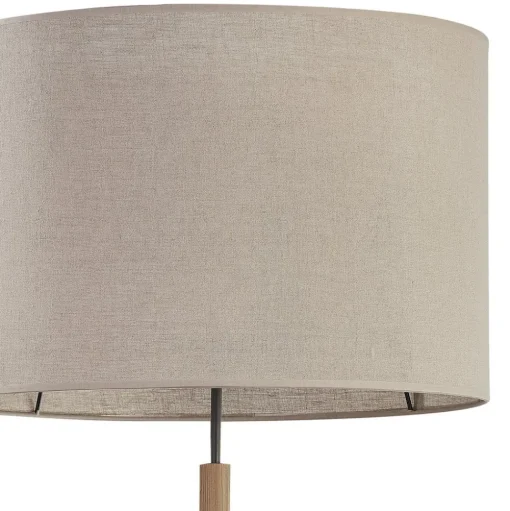Vloerlamp Deva Nature, textiel, hout