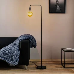 Vloerlamp Diallo zonder kap zwart mat