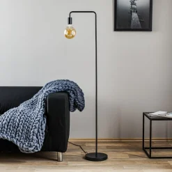 Vloerlamp Diallo zonder kap zwart mat
