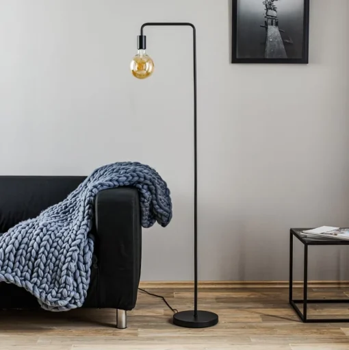 Vloerlamp Diallo zonder kap zwart mat