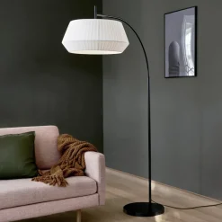 Vloerlamp Dicte, hangebonden kap, wit