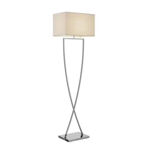 Vloerlamp Evaine, chroom/wit, metaal, 157 cm, E27