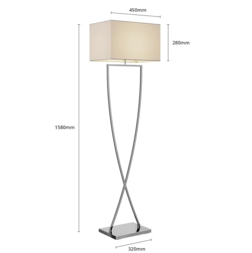 Vloerlamp Evaine, chroom/wit, metaal, 157 cm, E27