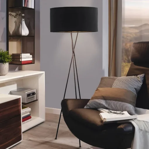 Vloerlamp Fondachelli met zwart kap