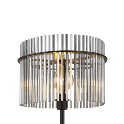Vloerlamp Gorley, hoogte 152 cm, rookgrijs, glas/metaal