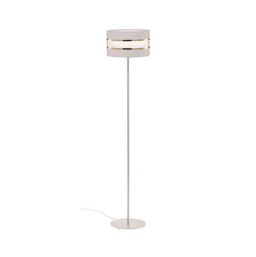 Vloerlamp Helen met textiel kap wit-goud