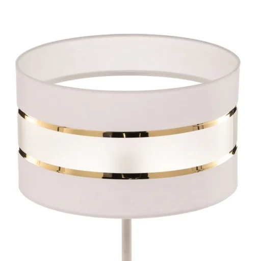 Vloerlamp Helen met textiel kap wit-goud