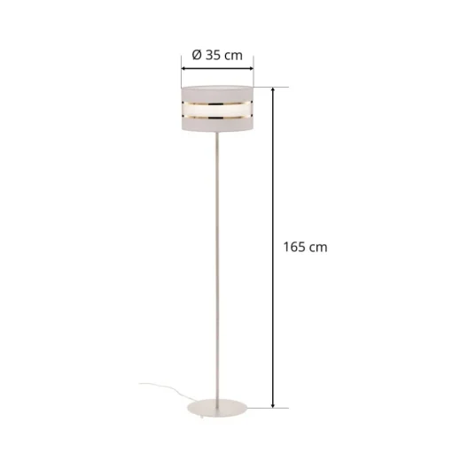 Vloerlamp Helen met textiel kap wit-goud