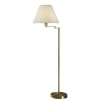 Vloerlamp Hilton, kap van wit textiel, antiek messing