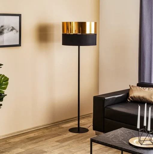 Vloerlamp Hilton, zwart/goud