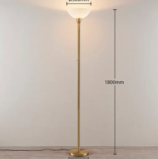 Vloerlamp Ignacia, messingkleurig, glas, 180 cm, E27