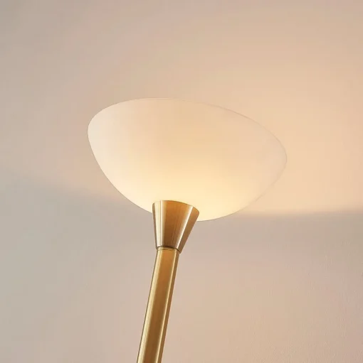 Vloerlamp Ignacia, messingkleurig, glas, 180 cm, E27