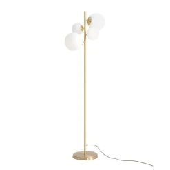 Vloerlamp Joel, messing/wit, 4-lamps