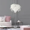 Vloerlamp Leavy, hoogte 180 cm, chroom/wit, metaal/kunststof