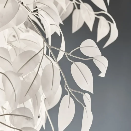 Vloerlamp Leavy, hoogte 180 cm, chroom/wit, metaal/kunststof