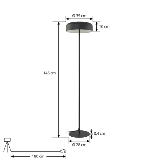 Vloerlamp Lindby Edion, zwart, metaal