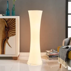 Vloerlamp Lindby Liana, hoogte 123 cm, wit, textiel