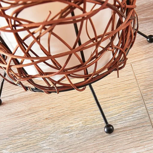 Vloerlamp Lindby Nias, hoogte 111 cm, rotan, textiel