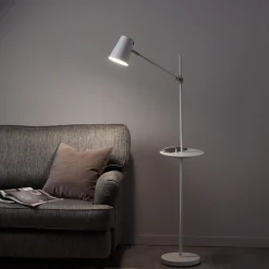 Vloerlamp Linear met USB-laadstation, wit