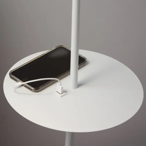 Vloerlamp Linear met USB-laadstation, wit