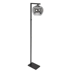 Vloerlamp Lotus, zwart, metaal, glas, E27
