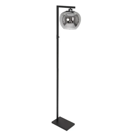 Vloerlamp Lotus, zwart, metaal, glas, E27