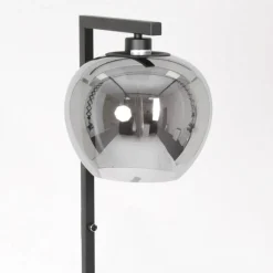 Vloerlamp Lotus, zwart, metaal, glas, E27