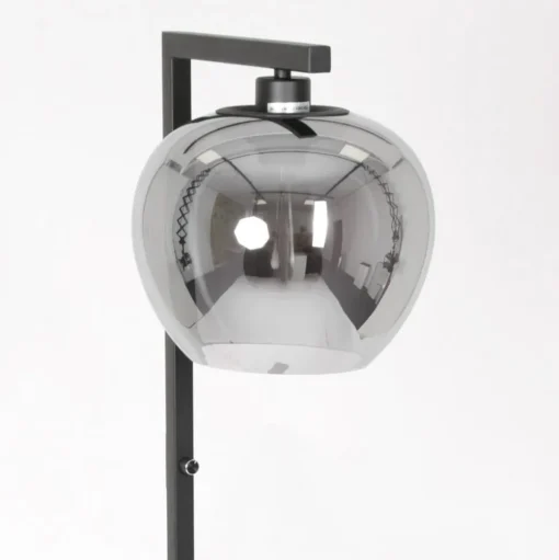 Vloerlamp Lotus, zwart, metaal, glas, E27
