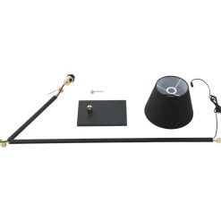 Vloerlamp Lucande Marvaine, zwart/goudkleurig, verstelbaar