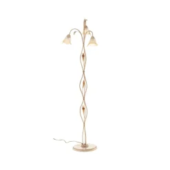 Vloerlamp Lucrezia in ivoor met bloemenkap