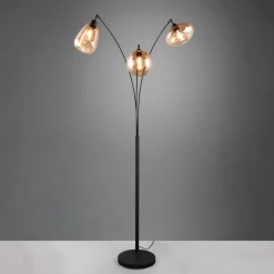 Vloerlamp LUMINA, 3-lamps, zwart/oranje, glas