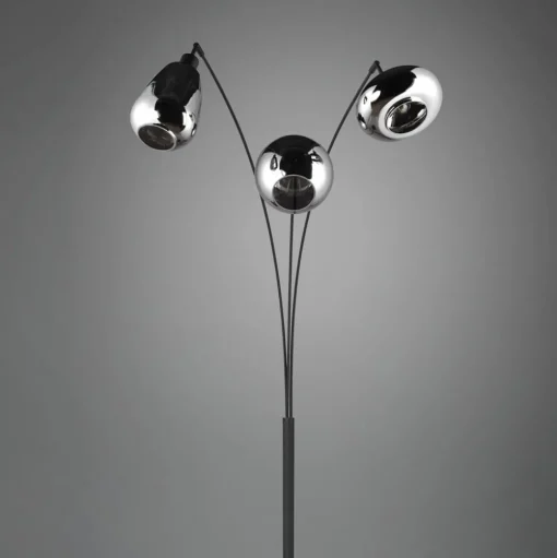 Vloerlamp LUMINA, 3-lamps, zwart/chroom, glas