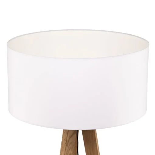 Vloerlamp Maira, driepoot, eiken geolied, wit
