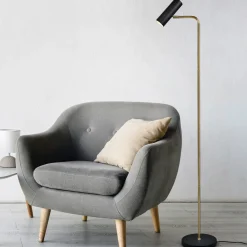 Vloerlamp Marley, zwart/messing, hoogte 151 cm, metaal